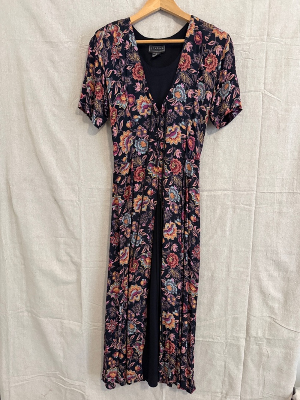 Starina - 90s vintage - Black Floral Maxi Dress